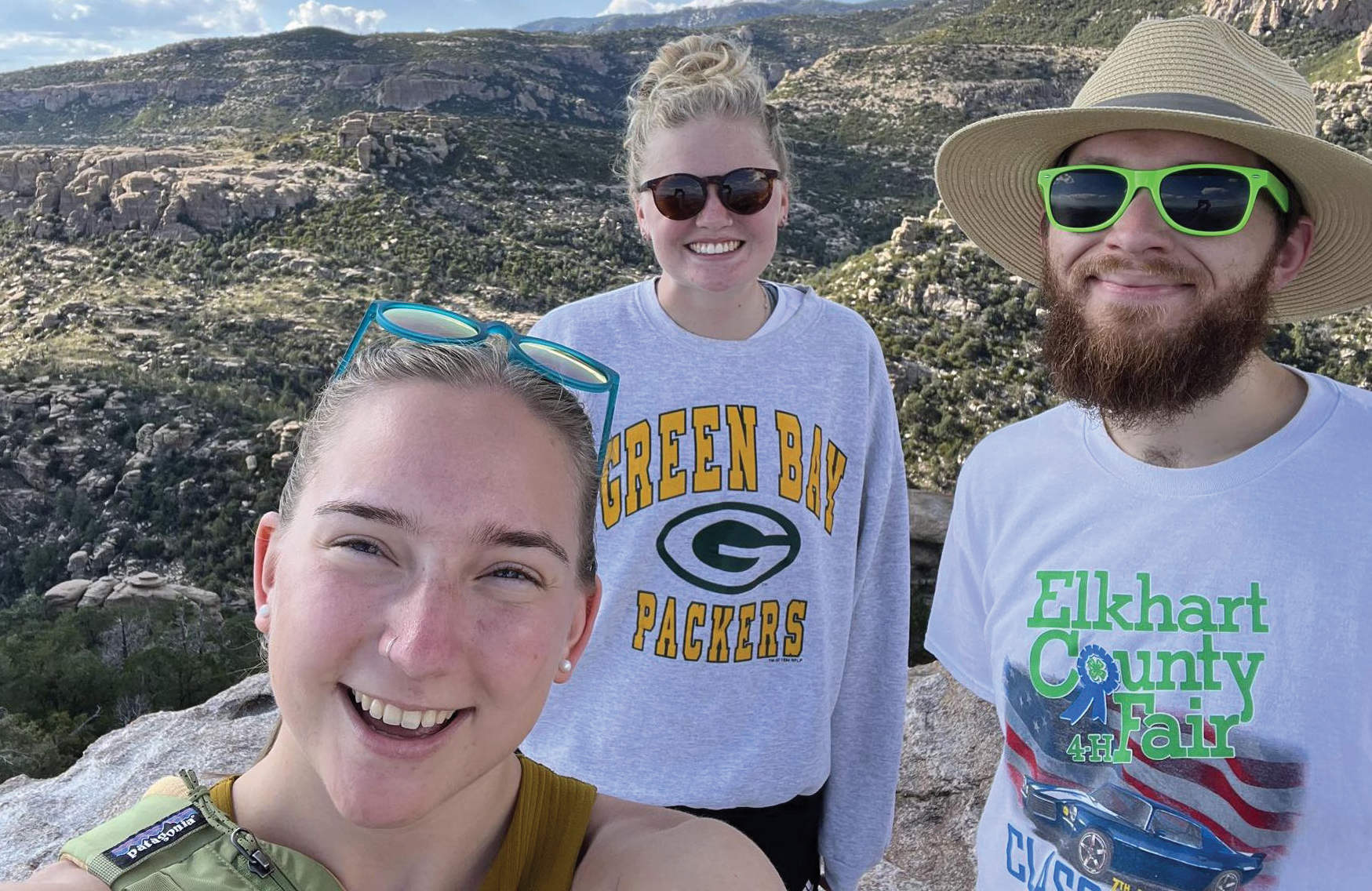 Tucson, Ariz., Mennonite Voluntary Service unit members, from left: Hannah Lehman of Huntington, Ind., Schyler Entz of Newton, Kan., and Patrick Webb of Warsaw, Ind. Zing Bawi Ken of Hakha, Myanmar, joined the unit Oct. 10. — Hannah Lehman/MMN