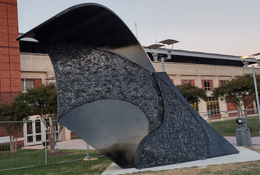 The "Guns Into Plowshares" sculpture at its new location in Washington, D.C. — J. Daryl Byler