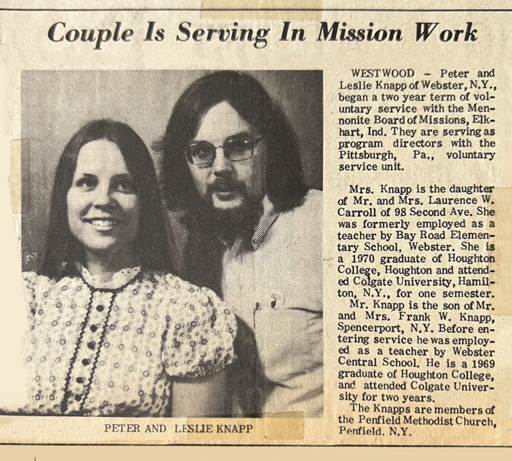 The Times-Union of Rochester, N.Y., ran this announcement before we left for Voluntary Service in 1971. It must have been a slow news day! — Courtesy of Peter Knapp