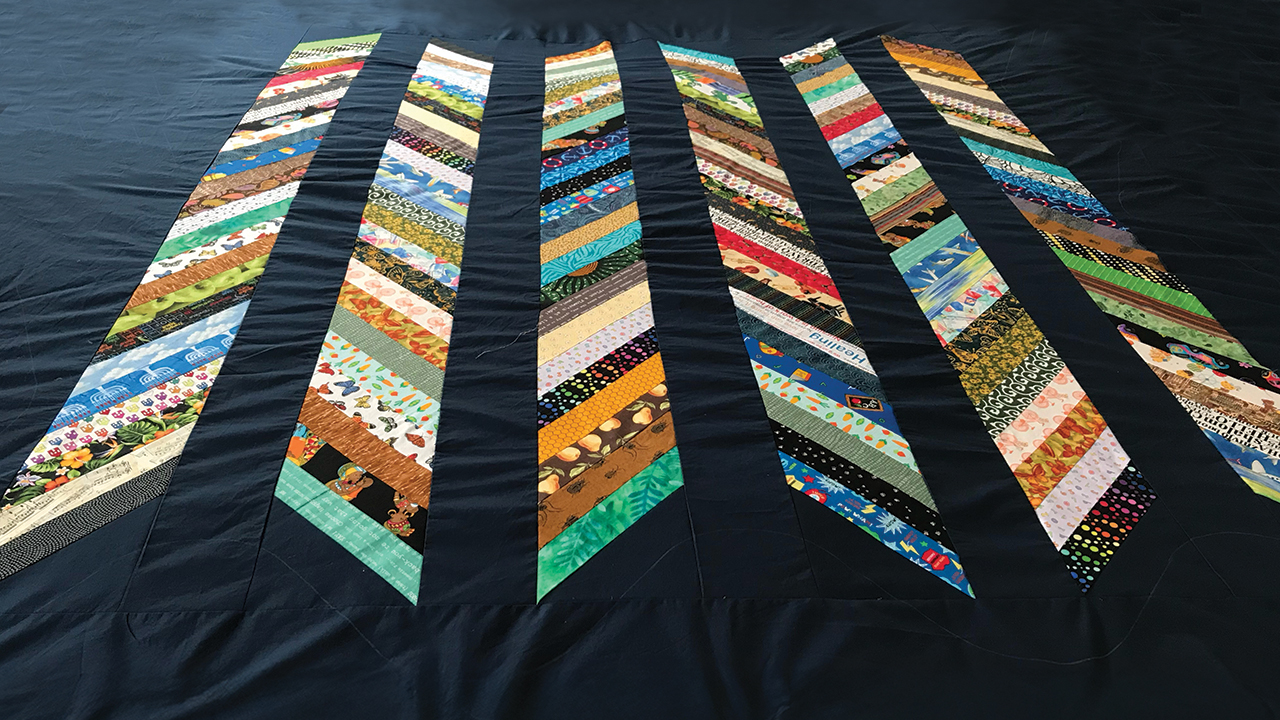 First Mennonite Church of San Francisco’s Diagonal Bars Quilt. — Karen Kreider Yoder