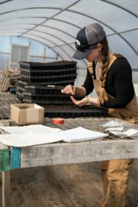 woman working in a green house