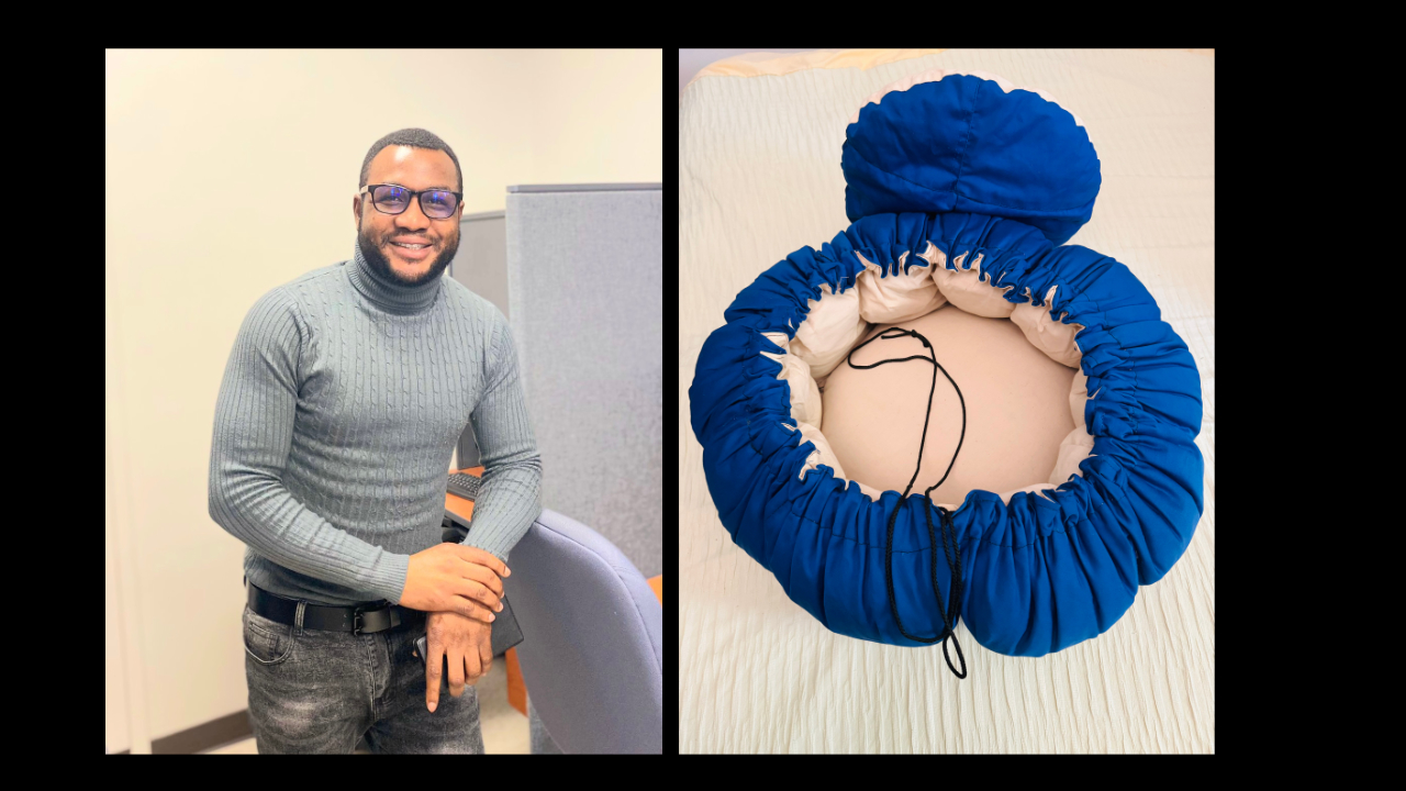 Cornelius Piennah, winner of MEDA's pitch competition with Sulemana Ansumah Saaka, proposes a special cooking bag to reduce fossil fuel use in Ghana. — Cornelius Piennah/MEDA