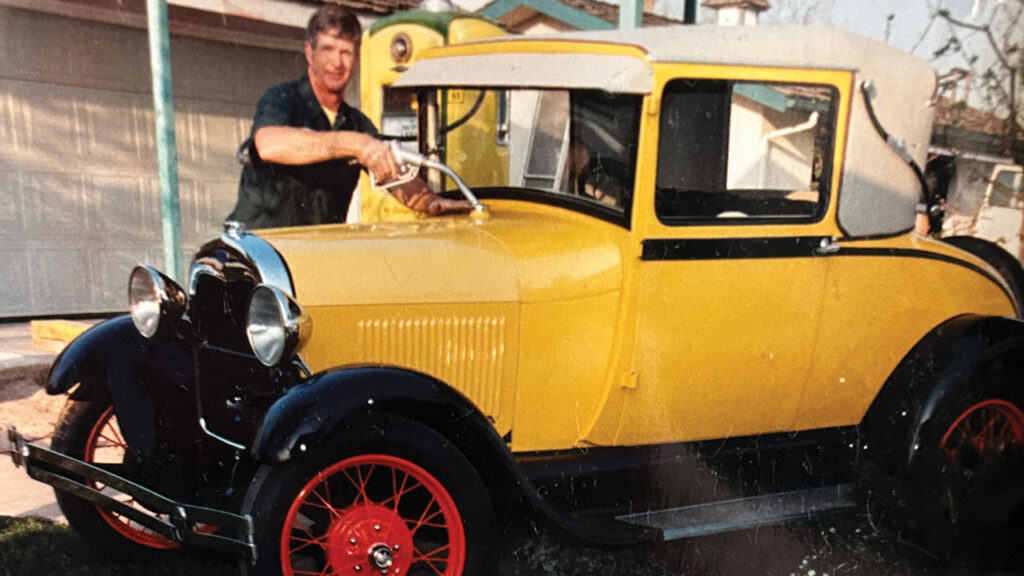 Jerry Koop in 2002 with a Ford Model A donated by Irwin and Betty Wall that was restored in only nine weeks. — Jerry Koop