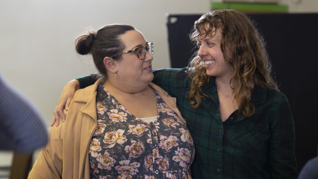 Andrea Cramer, right, with Keller Park congregant Anne Boehner. — Sam Lima