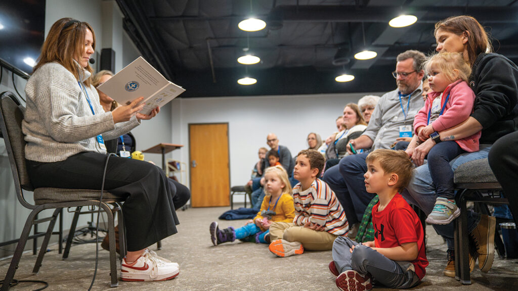 Author Hillary Daecher reads from her new MDS children’s book, Mended. — Paul Hunt/MDS