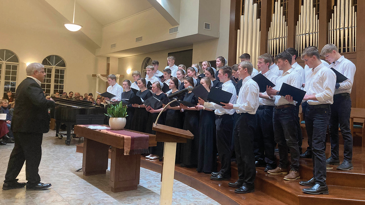 A youth choir from the Weaverland Old Order Mennonite Conference sings during the “Singing Our Faith” celebration. — Dale D. Gehman