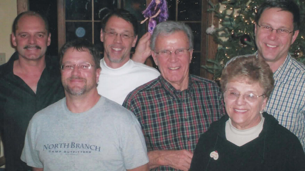 The Amstutz family in 2004. From left: brothers Steve, Pete and Jim, parents Fred and Mary, and brother Dan. — Courtesy of Jim S. Amstutz