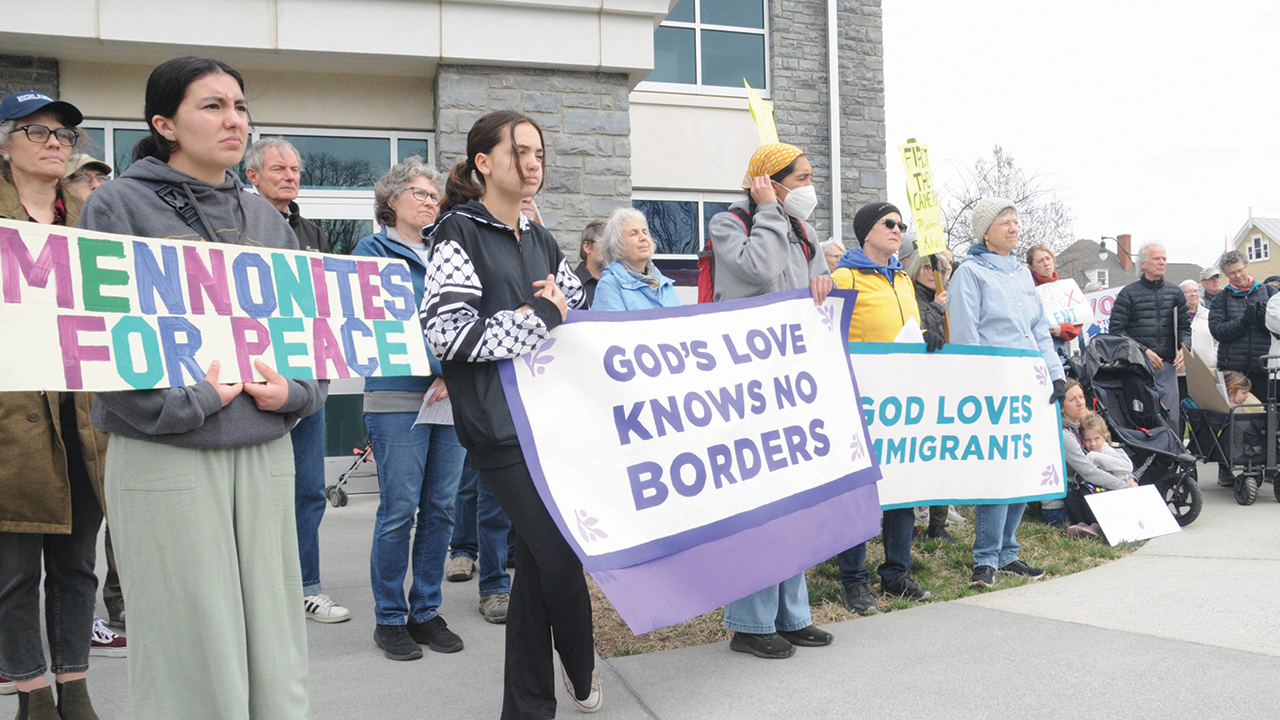 “None of us are free until all of us are free,” members of the crowd repeated after one of the speakers on March 15 in Harrisonburg, Va. — Dale D. Gehman for AW