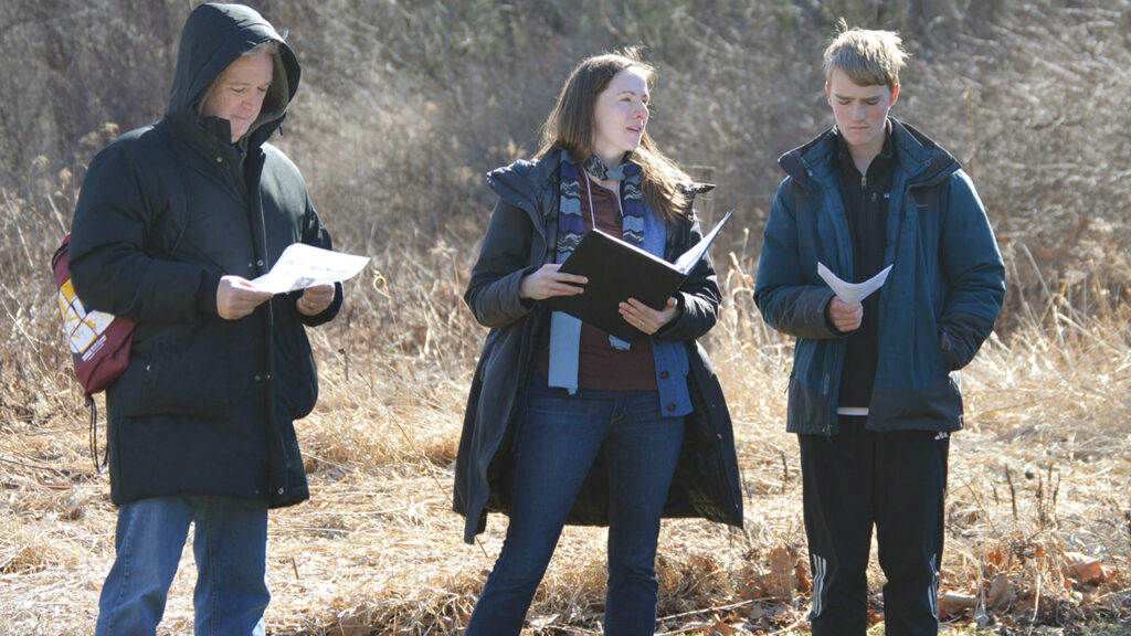 Kate André facilitates a Grace Walk during the Mennonite Congregation of Boston’s 2025 retreat. — Courtesy of Kate André