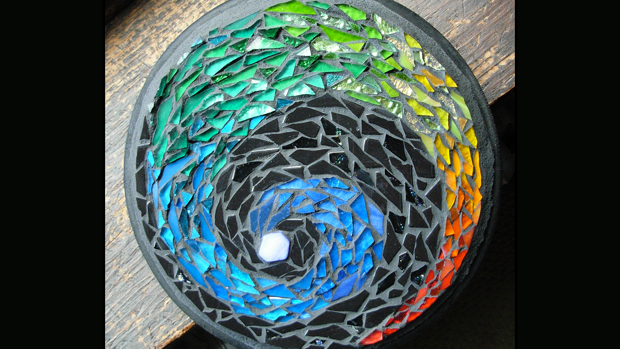 Red Tail Rainbow Spiral Mosaic Mandala by Margaret Almon — Nutmeg Design Art/Flickr