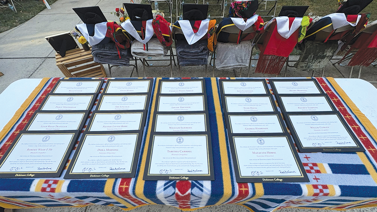 Dickinson College certificates honor the 19 Cheyenne and Arapaho children: “This certificate is offered in recognition of [a] life full of promise, which continues to shape our shared memory and understanding. May who they were, and all they were meant to become, guide us toward truth, healing and justice.” — Camille Dager/MC USA