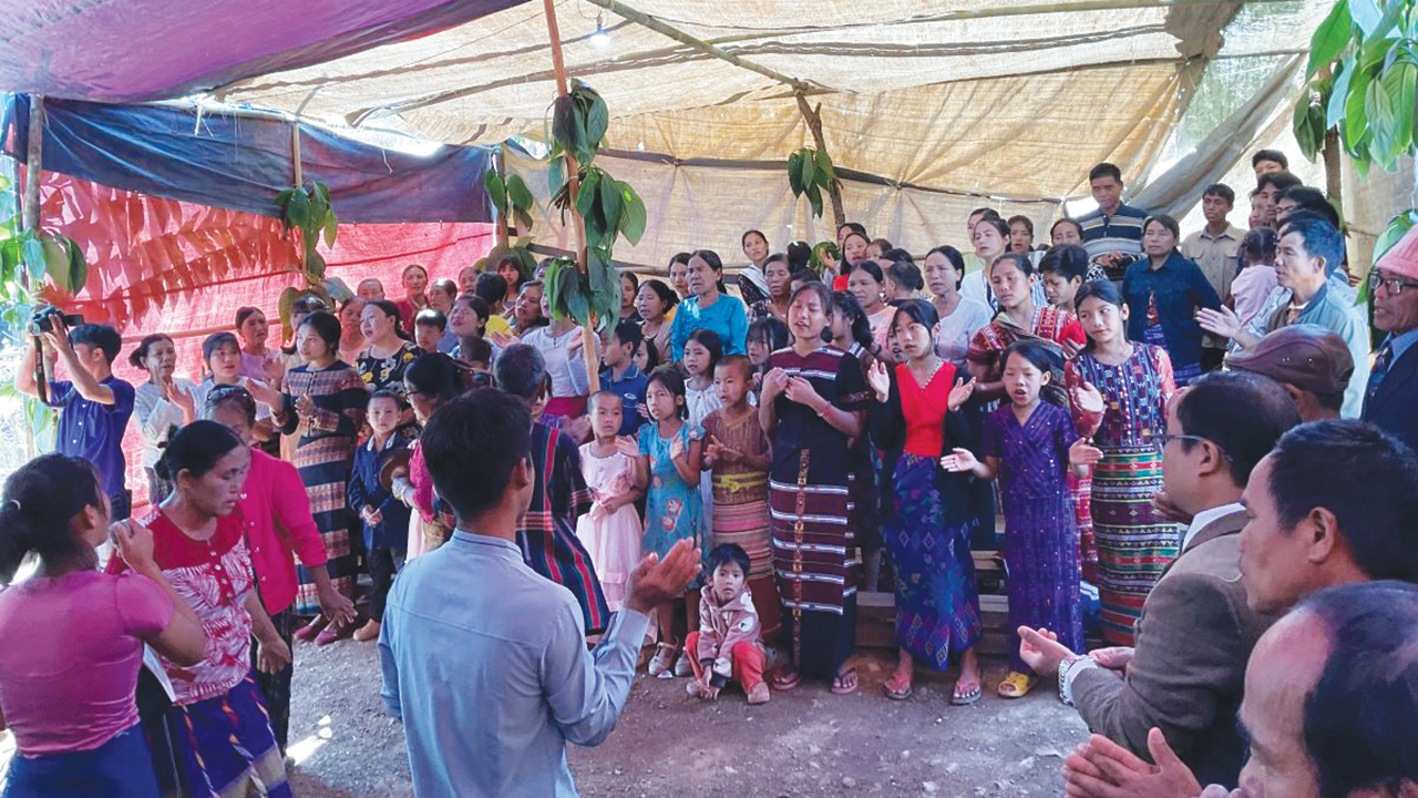 A worship service takes place during Thing Sai’s visit to Myanmar. — Thing Sai