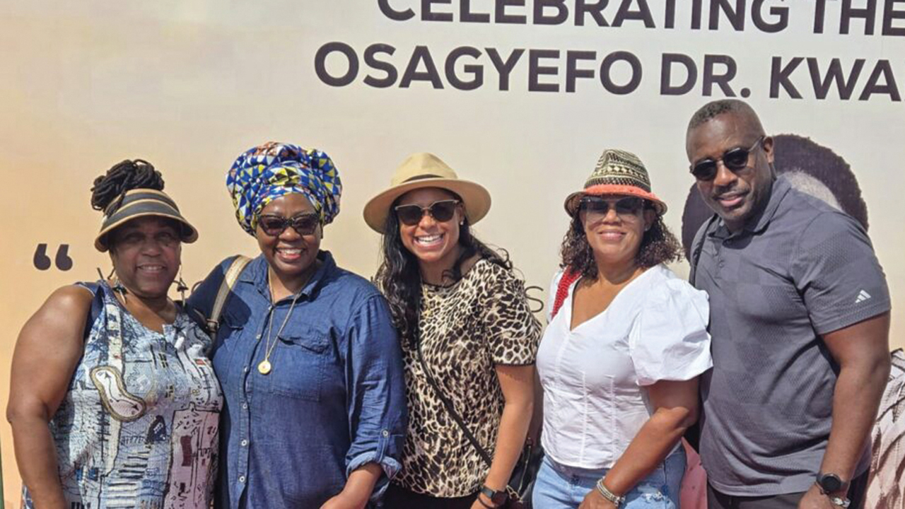 Tour participants, from left: Yvonne Maati Platts of Mosaic Mennonite Conference, Sibonokuhle Ncube of Mennonite Mission Network, Lauren Francisco of C3 Hampton, Janice Bolden of Enon Tabernacle in Philadelphia and Wil LaVeist of MMN. Not pictured is Felix Rocha of Evangelical Garifuna Church in New Orleans, who joined the delegation the following day. — Mennonite Mission Network