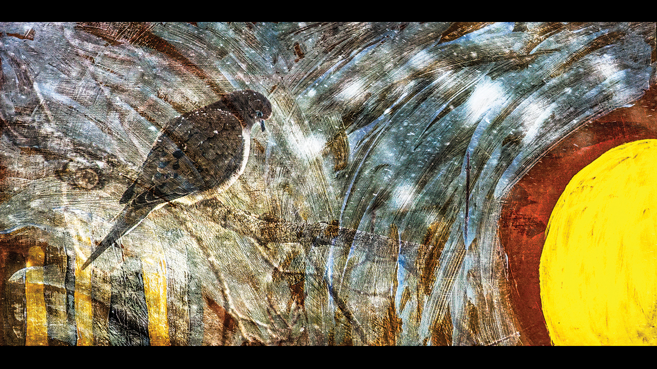 “Passing from Mourning to Light,” combined painting and photography by Jerry Holsopple.