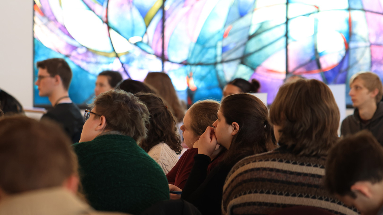 Students gather at the 2025 Intercollege Peace Fellowship gathering at Eastern Mennonite University. — Intercollege Peace Fellowship