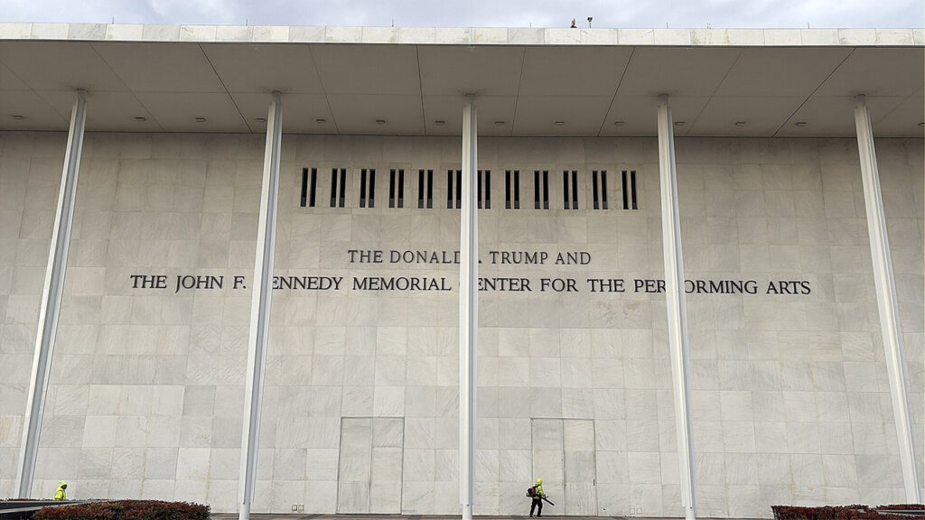The altered name on the facade of the Kennedy Center on Jan. 14 in Washington, D.C. — Dclemens1971/Wikimedia Commons