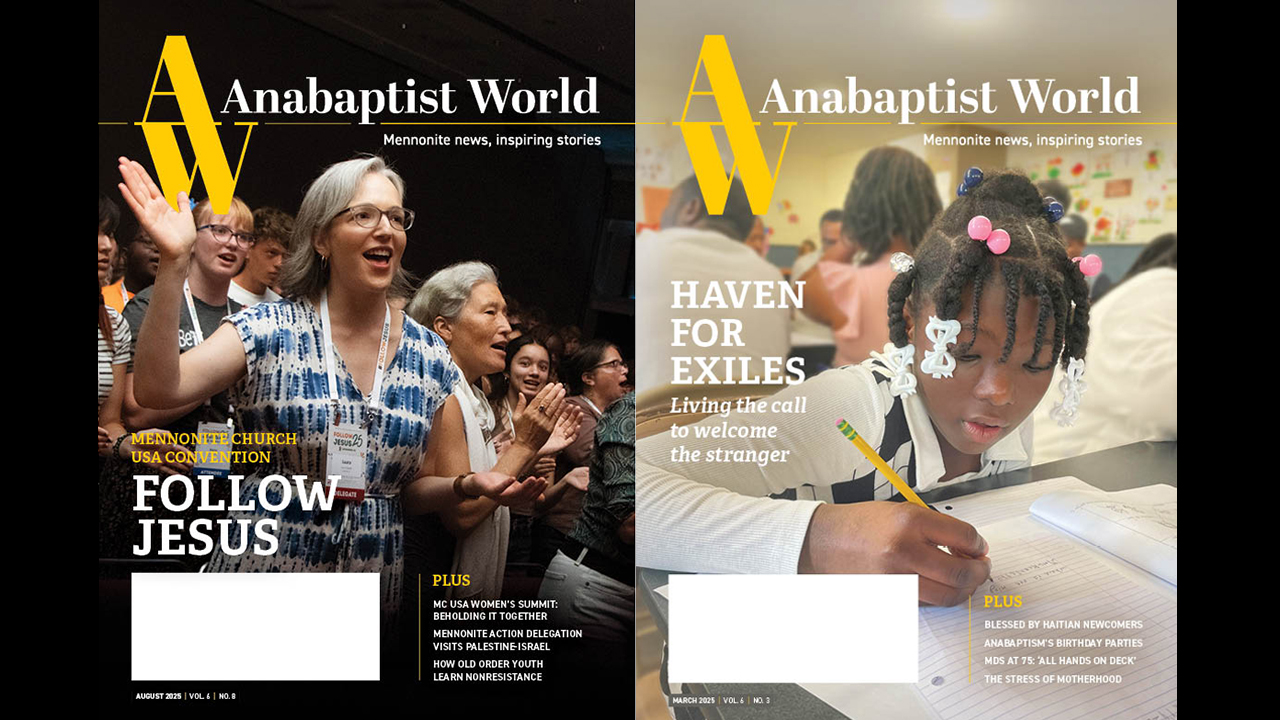 Anabaptist World issues from August and March 2025 won awards May 16 at the Associated Church Press convention in Toronto. — AW