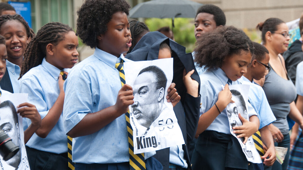 Schoolchildren participate in the 50th anniversary of the March on Washington, Aug. 28, 2013, in Washington, D.C. — Rena Schild/Shutterstock