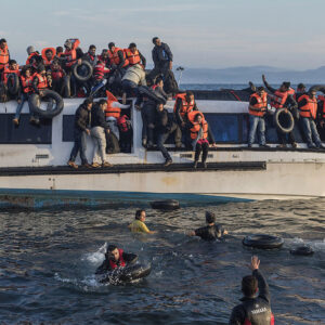 Migrants are rescued from a boat near the Greek island of Lesbos. — Community Peacemaker Teams