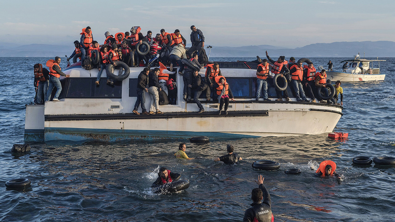 Migrants are rescued from a boat near the Greek island of Lesbos. — Community Peacemaker Teams