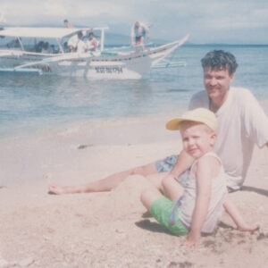 Martin Hofkamp with his dad, Mike Hofkamp, in the Philippines in 1994.