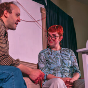 Zach Parsons and Alexa Higgins in a scene from Invisible Threads at Danforth Mennonite Church in Toronto, where Theatre of the Beat has an office and rehearses. — Dave Klassen