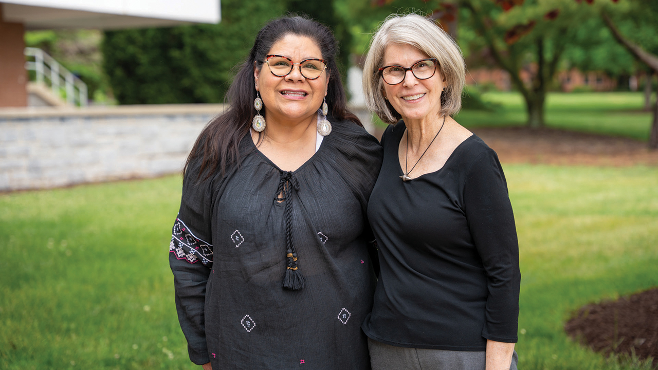 Carolyn Yoder, right, and Beverly Bushyhead, facilitators at the May 2025 Climate STARR workshop. — EMU Summer Peacebuilding Institute