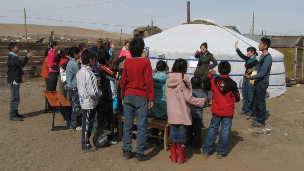 In 2009, students from the Union Bible Training Center, led by Petrus Handoyo, a Mennonite Mission Network worker, traveled to southeastern Mongolia to serve the Palace of Prayer, the only Christian congregation in the middle of the Gobi Desert. — Petrus Handoyo/MMN