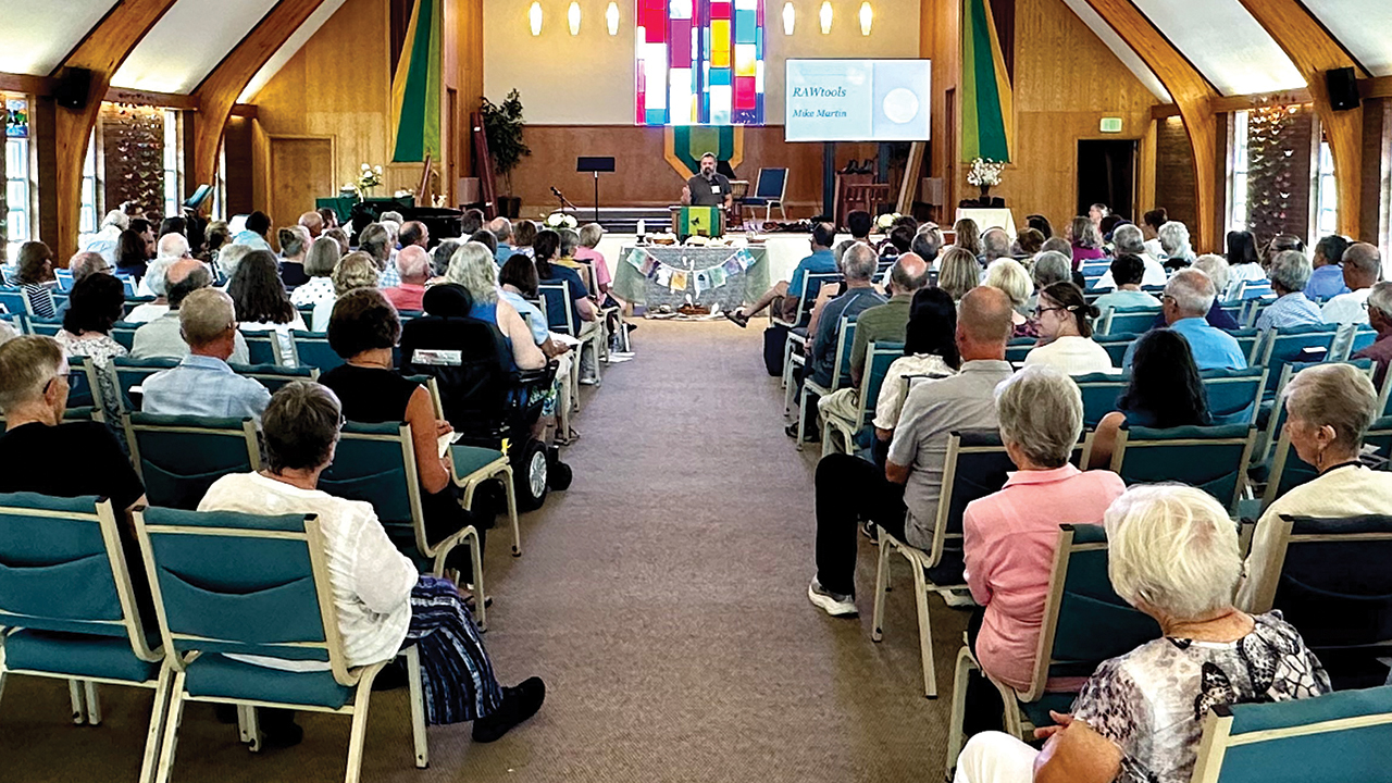 Mountain States Mennonite Conference members worship July 26 at Boulder Mennonite Church in Colorado. — Courtesy of Ken Gingerich