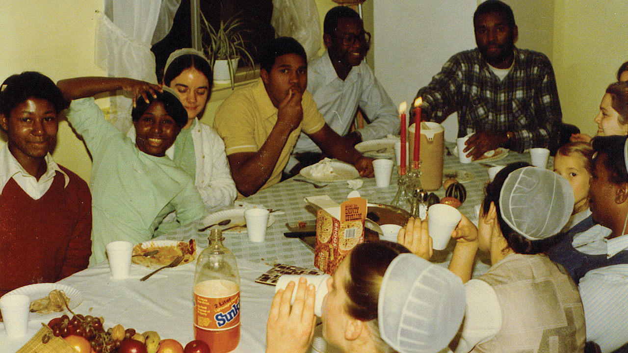 As relationships between Amish-Mennonite church workers and neighborhood youth developed, food ministry moved from Bible Club snacks to evening dinners. Homemade pizza was a favorite, with everyone helping to prep, assemble and bake. — Courtesy of Joe Lapp