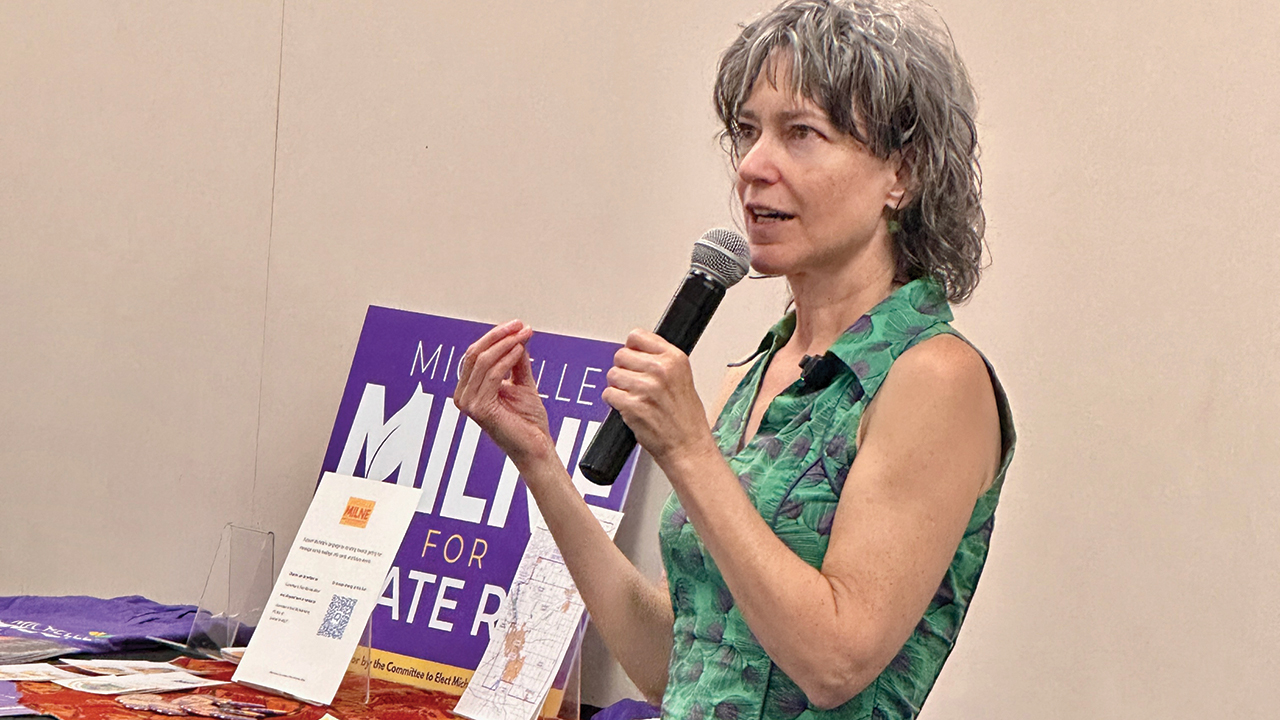 Michelle Milne speaks at a campaign event on Sept. 2. — Michelle for Indiana HD49