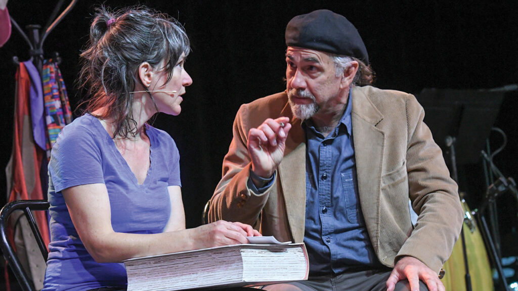 Michelle Milne and Ted Swartz perform We Own This Now, a play about the Doctrine of Discovery and issues of land ownership, in 2022. — Ted & Company