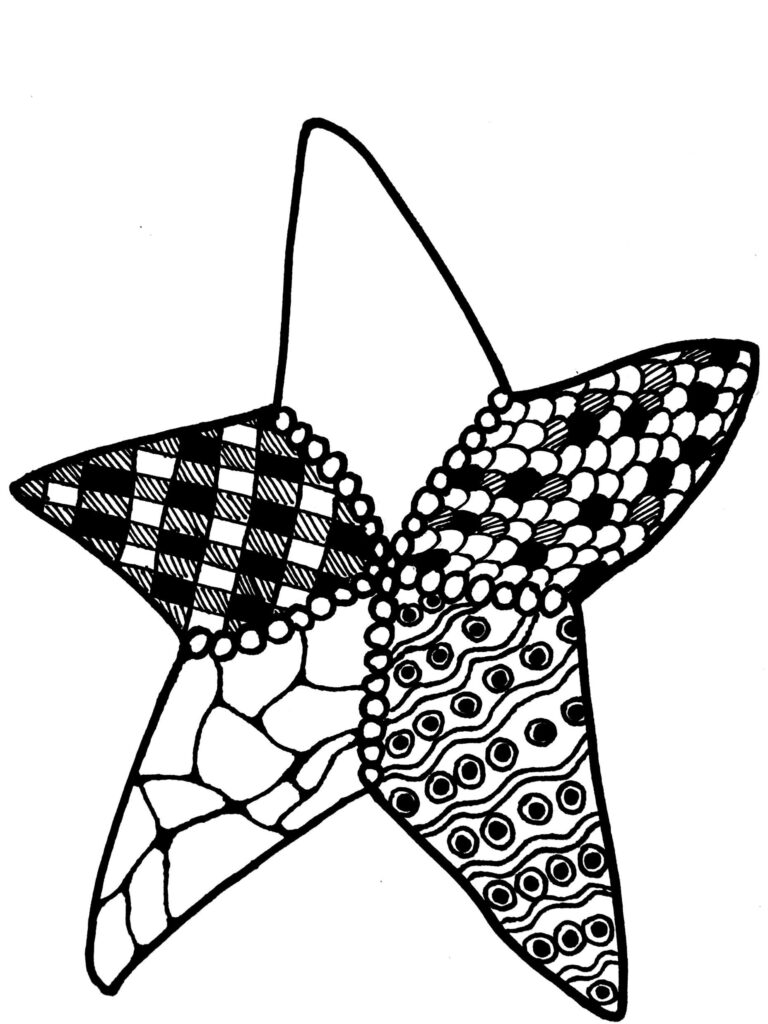 Activity: Create your own art!
How would you color this starfish? What colors best represent love, justice, faithfulness, and
peace to you? Once you are done, cut it out and place it somewhere you can see it every day
as a reminder of how you want to show up in the world.