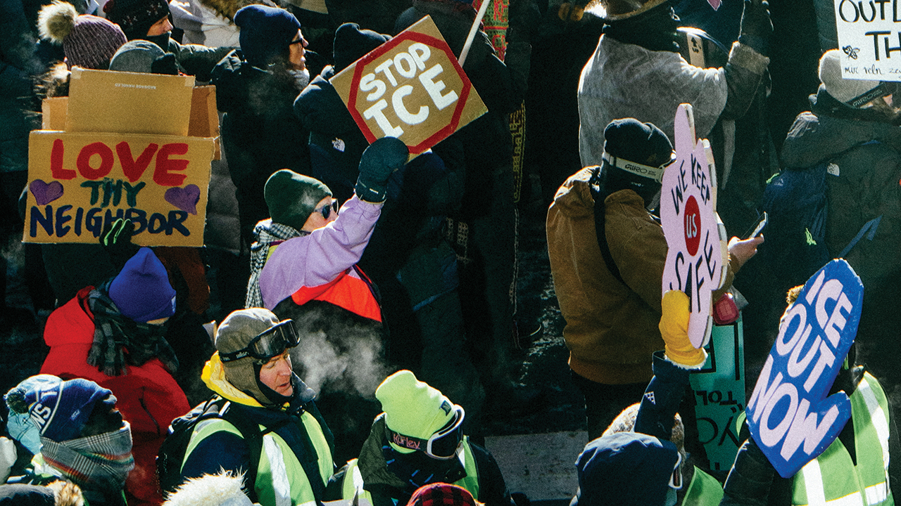 Protesters gather in Minne­apolis on Jan. 23 during a citywide immigration crackdown conducted by federal agents. — Juan Moya/AW